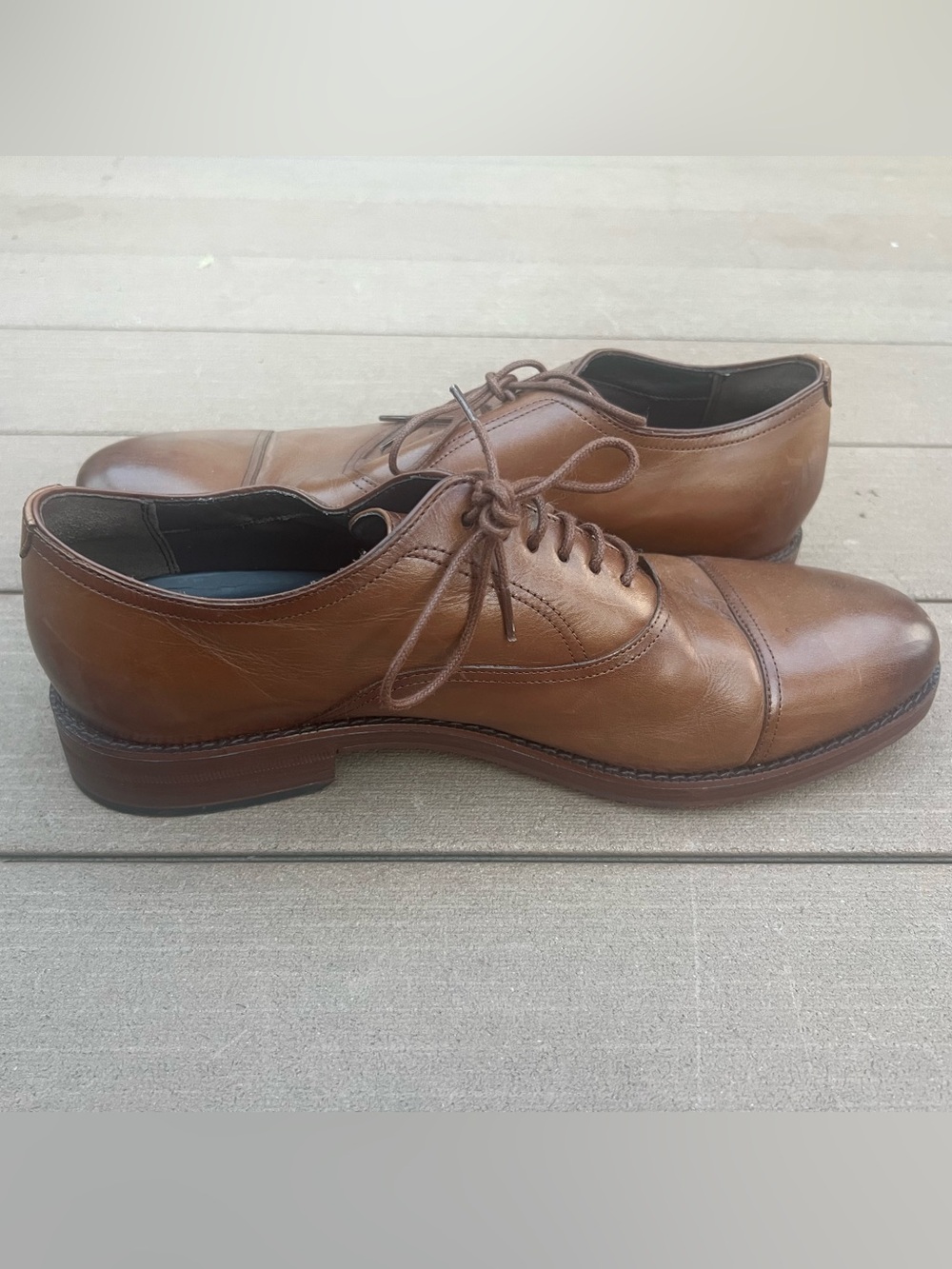 Cole Haan Brown Leather Cap-Toe Derby Shoes